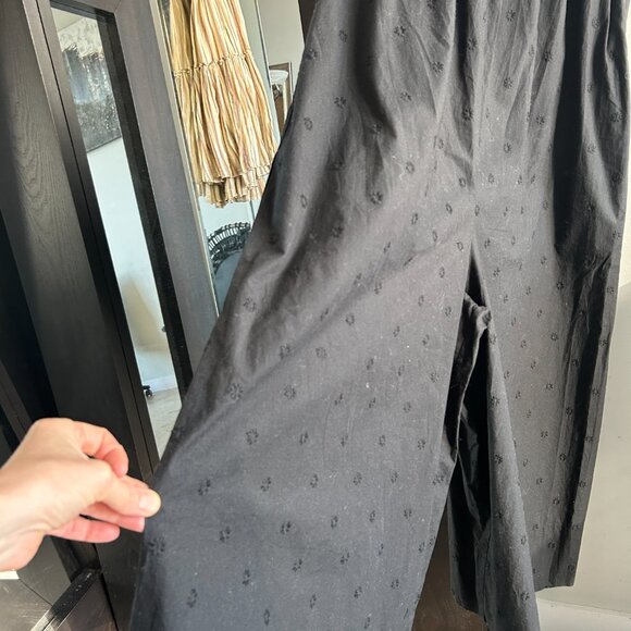 ULLA JOHNSON Iggy Embroidered Cotton Poplin Wide Leg Jumpsuit Bow Tie Back - Picture 9 of 9